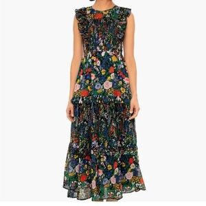 Banjanan Iris Dress in Black Floral Dawn Chorus